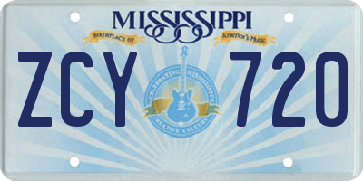 MS license plate ZCY720