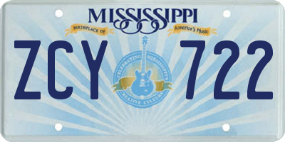 MS license plate ZCY722
