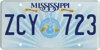 MS license plate ZCY723
