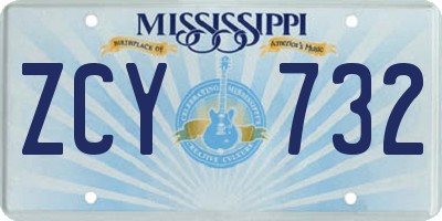 MS license plate ZCY732