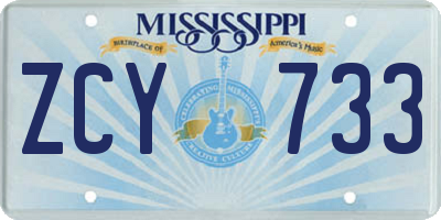 MS license plate ZCY733