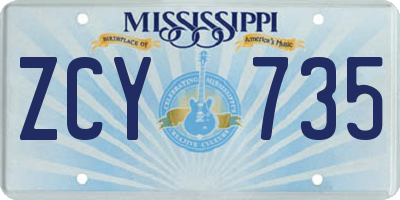 MS license plate ZCY735