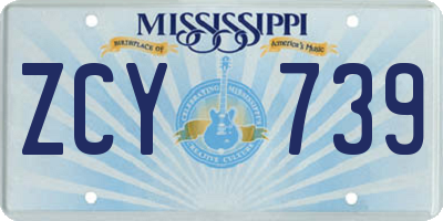 MS license plate ZCY739