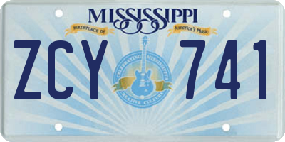 MS license plate ZCY741