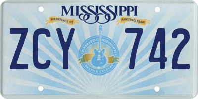 MS license plate ZCY742