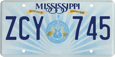 MS license plate ZCY745