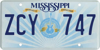 MS license plate ZCY747