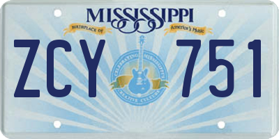 MS license plate ZCY751