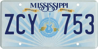 MS license plate ZCY753