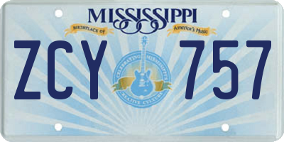 MS license plate ZCY757