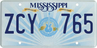 MS license plate ZCY765