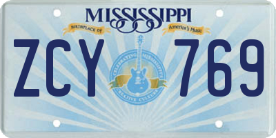 MS license plate ZCY769