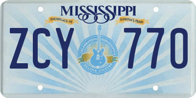 MS license plate ZCY770