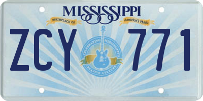 MS license plate ZCY771