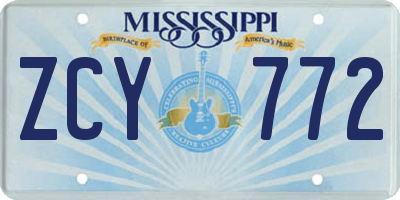 MS license plate ZCY772