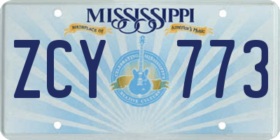 MS license plate ZCY773