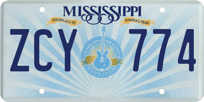 MS license plate ZCY774