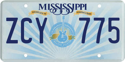 MS license plate ZCY775
