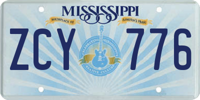 MS license plate ZCY776