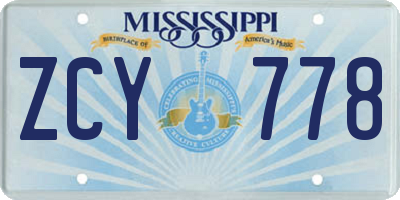 MS license plate ZCY778
