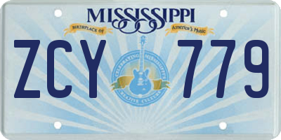 MS license plate ZCY779