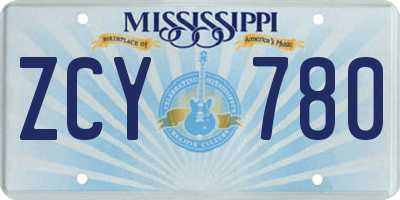 MS license plate ZCY780
