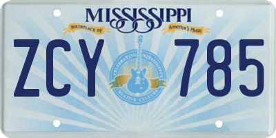 MS license plate ZCY785