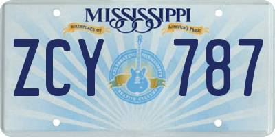 MS license plate ZCY787