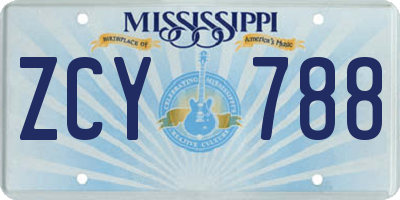 MS license plate ZCY788