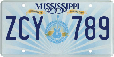 MS license plate ZCY789