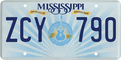 MS license plate ZCY790