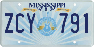 MS license plate ZCY791
