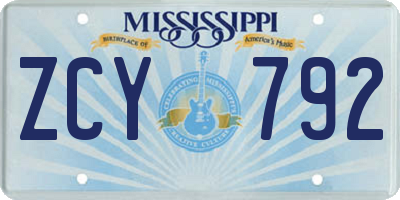 MS license plate ZCY792