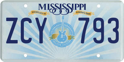 MS license plate ZCY793