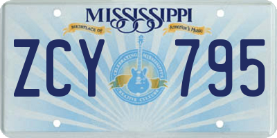 MS license plate ZCY795