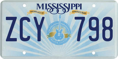 MS license plate ZCY798
