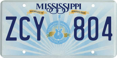 MS license plate ZCY804