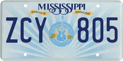 MS license plate ZCY805