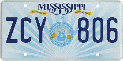 MS license plate ZCY806