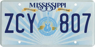 MS license plate ZCY807