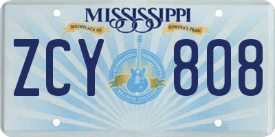 MS license plate ZCY808