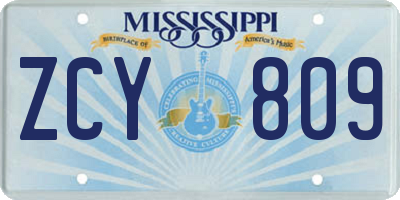 MS license plate ZCY809