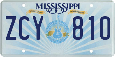 MS license plate ZCY810