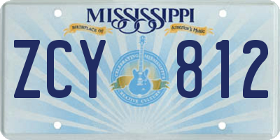 MS license plate ZCY812
