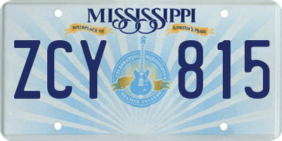 MS license plate ZCY815
