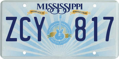 MS license plate ZCY817