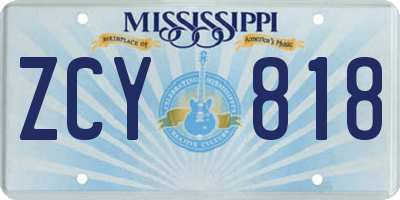 MS license plate ZCY818