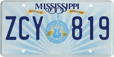 MS license plate ZCY819