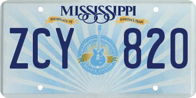 MS license plate ZCY820