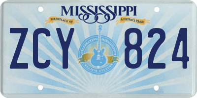 MS license plate ZCY824